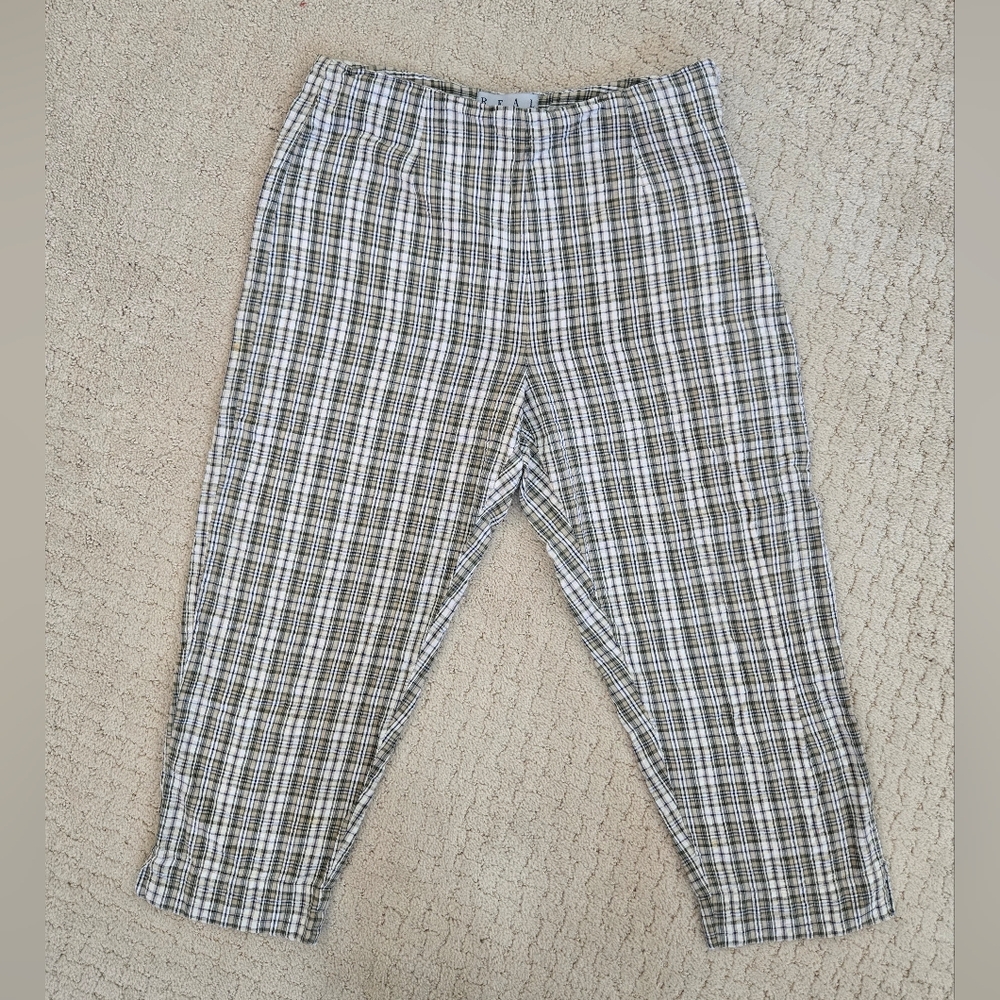 Women's Plaid Searsucker Cropped Pants